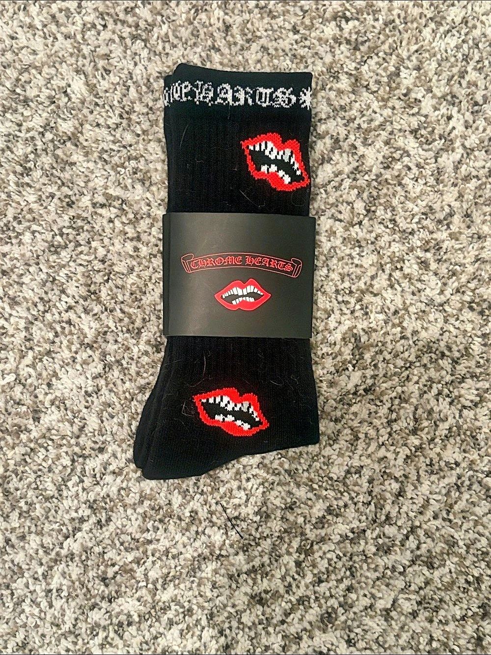 Chrome Hearts Matty Boy Lip Socks Black & Red Large NWT